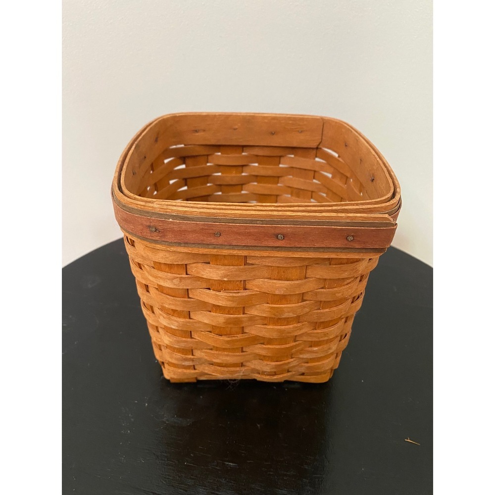 Longaberger Basket Unisex Small Brown 1994 Vintage Handwoven Square Farmhouse